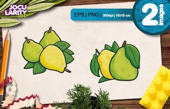 Adorable Fresh Pear Fruits Cartoon Illustration for Creators