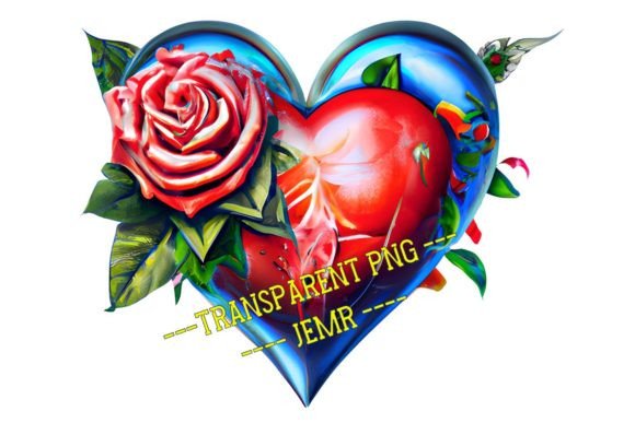 Heart and Rose / Transparent PNG #109: A Modern Design Asset