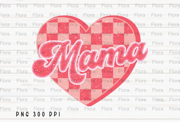 Mama Heart Checkered Valentines Day PNG for Crafters and Creators