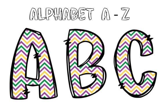 Mardi Gras Alphabet Sublimation 003: A Festive Design Asset
