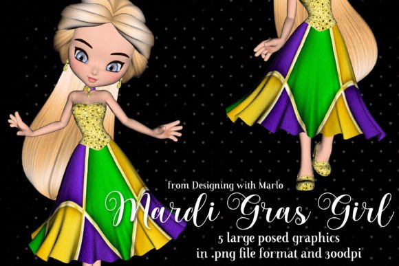 Mardi Gras Blond Girl PNG Fantasy Tubes: Elevate Your Designs