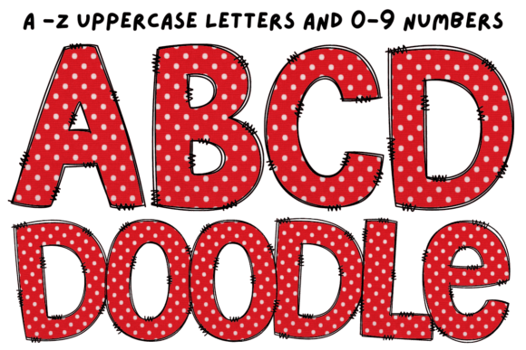 Red Polka Dot Doodle Alphabet Letters: A Playful Design Asset