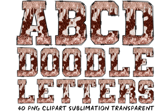 Rose Glod Glitter Drip Cowhide Alphabet: A Designer's Asset