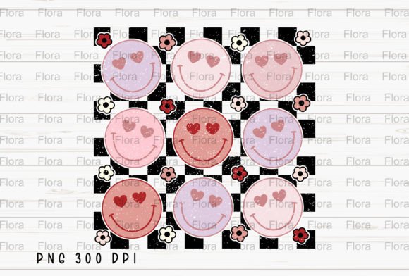 Smiley Faces Valentines Checkered PNG: Retro Charm for Modern Projects