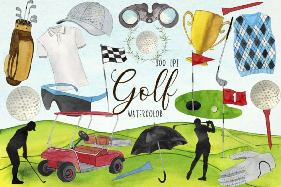 Watercolor Golf Clipart: A Designer's Toolkit for Sports Themes